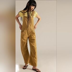 WE THE FREE PEOPLE GOOD LUCK BARREL OVERALLS